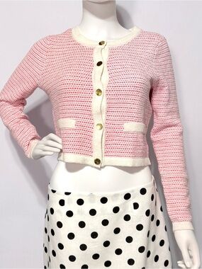 Milly Stripe Pink & White Long Sleeve Cardigan NWOT | Size S